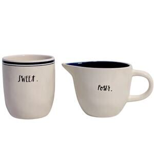 Rae Dunn Artisan Collection By Magenta Sweet & Pour Set Blue Stripe Indigo